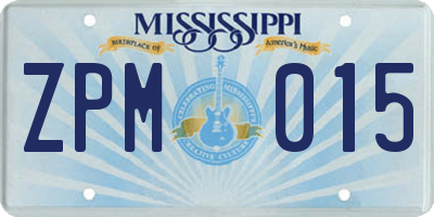 MS license plate ZPM015