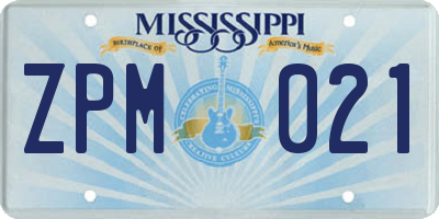 MS license plate ZPM021