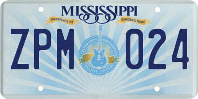 MS license plate ZPM024