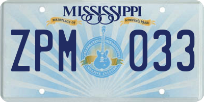 MS license plate ZPM033