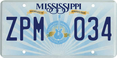 MS license plate ZPM034