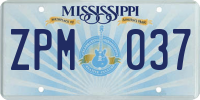 MS license plate ZPM037