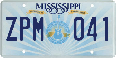 MS license plate ZPM041