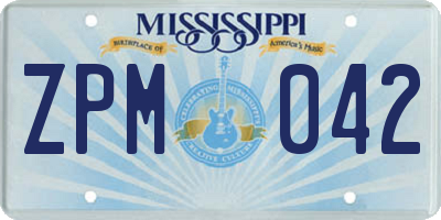 MS license plate ZPM042