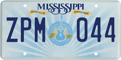 MS license plate ZPM044