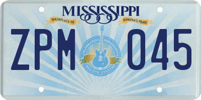 MS license plate ZPM045