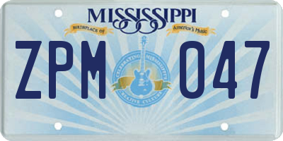 MS license plate ZPM047