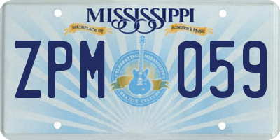 MS license plate ZPM059