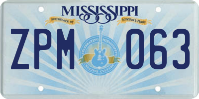 MS license plate ZPM063