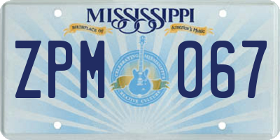 MS license plate ZPM067