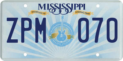 MS license plate ZPM070