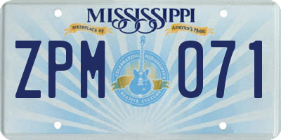 MS license plate ZPM071