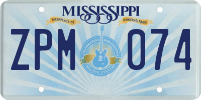 MS license plate ZPM074