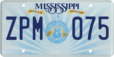 MS license plate ZPM075
