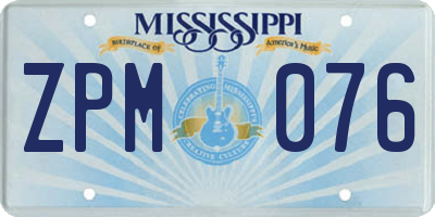 MS license plate ZPM076