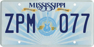 MS license plate ZPM077