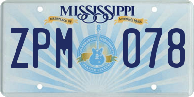 MS license plate ZPM078