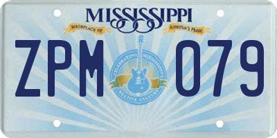 MS license plate ZPM079