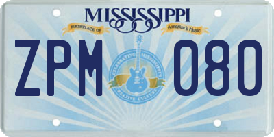 MS license plate ZPM080