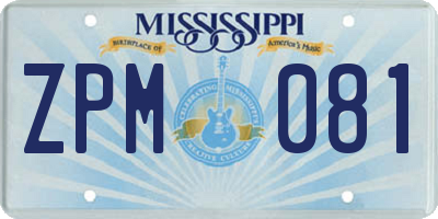 MS license plate ZPM081