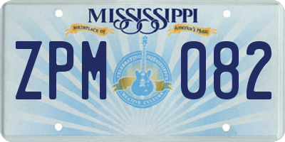 MS license plate ZPM082