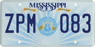 MS license plate ZPM083
