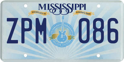 MS license plate ZPM086