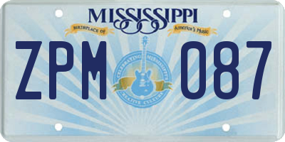 MS license plate ZPM087