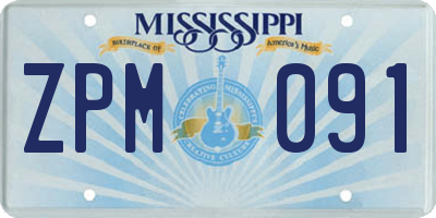 MS license plate ZPM091