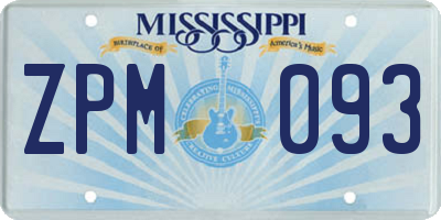 MS license plate ZPM093