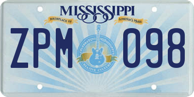 MS license plate ZPM098
