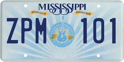 MS license plate ZPM101