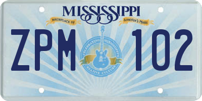 MS license plate ZPM102
