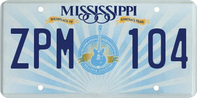 MS license plate ZPM104
