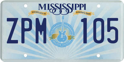 MS license plate ZPM105