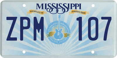 MS license plate ZPM107