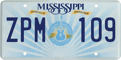MS license plate ZPM109