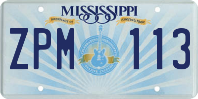 MS license plate ZPM113