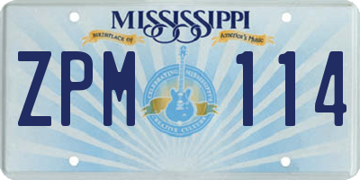 MS license plate ZPM114