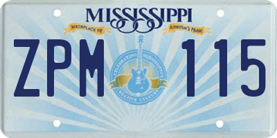 MS license plate ZPM115
