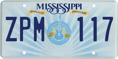 MS license plate ZPM117