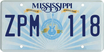 MS license plate ZPM118