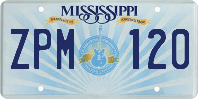 MS license plate ZPM120