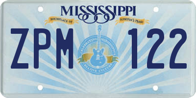 MS license plate ZPM122