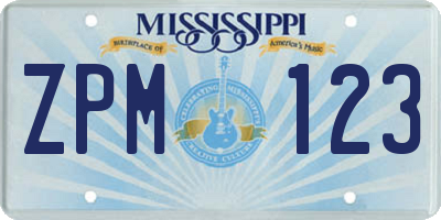 MS license plate ZPM123