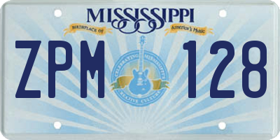 MS license plate ZPM128