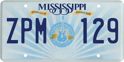 MS license plate ZPM129