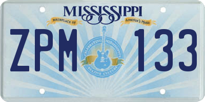 MS license plate ZPM133