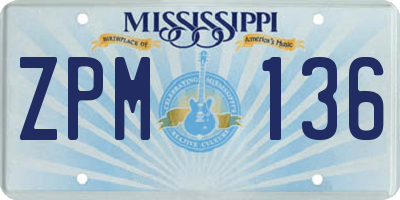 MS license plate ZPM136