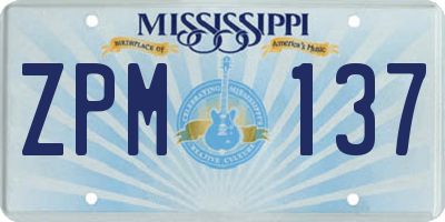 MS license plate ZPM137